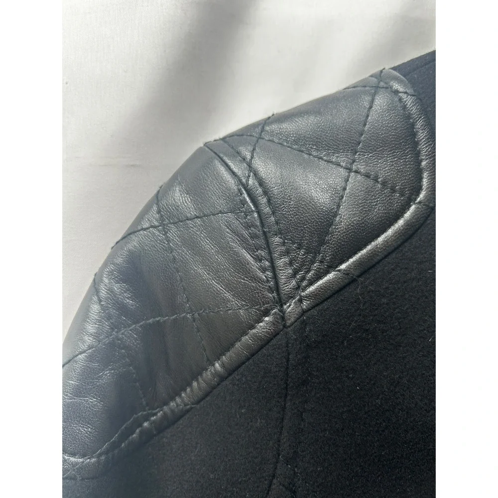 Trina Turk Wool Moto Jacket Wmn 2 Black Lamb Leather Trim Zip Dark Romantic Edge